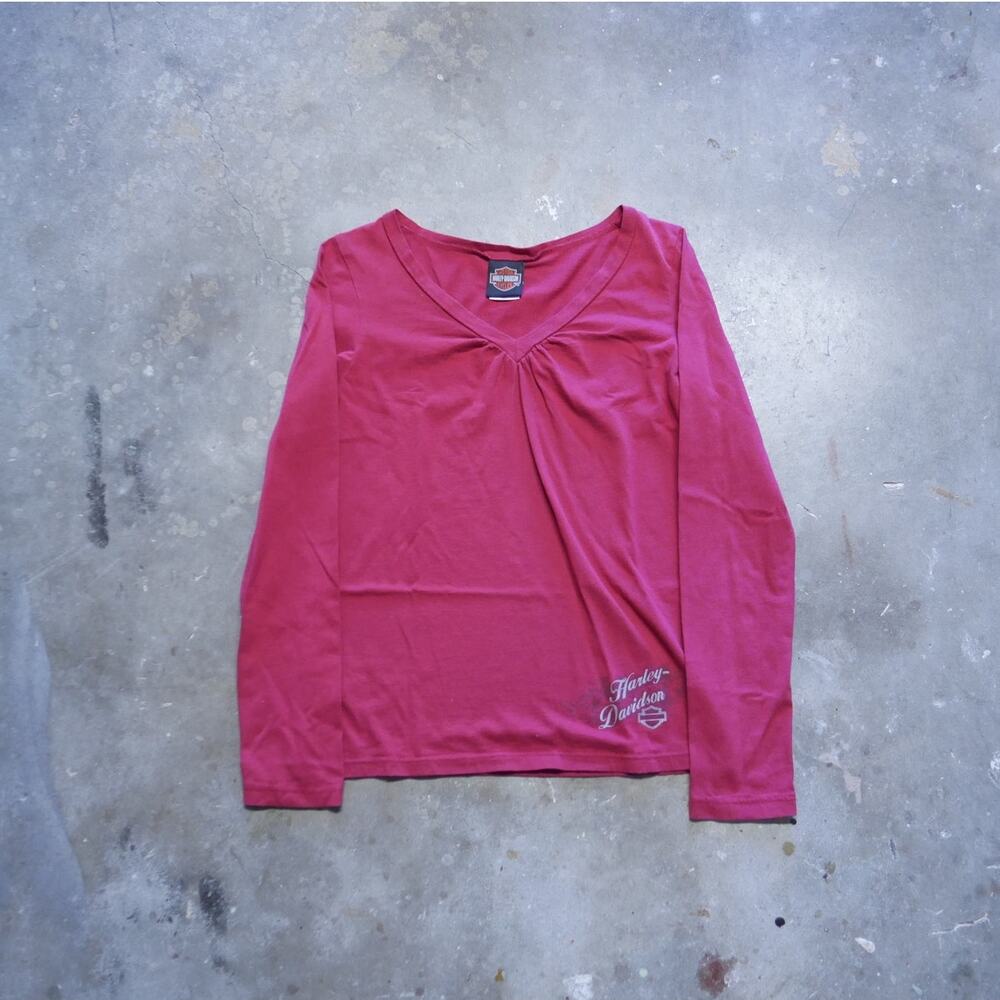 Vintage 2000s Harley Davidson Fort Myers Womens Long Sleeve Red‎ Size Large